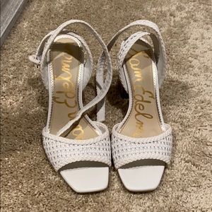 White Danae Block Heel with Ankle strap